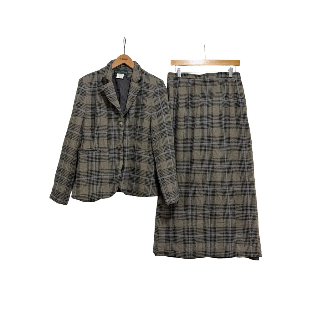 Harve Benard Wool Skirt Suit Set 12 Blazer Maxi Skirt Vintage 100% Wool